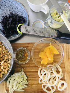 Squid, Fennel, Black Pudding Salad w Orange Juice Dressing - Jax Hamilton Cooks