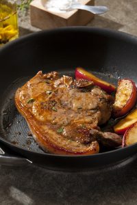 Pork Loin Chops w Maple Syrup Glaze & Candied Apples - Jax Hamilton Cooks